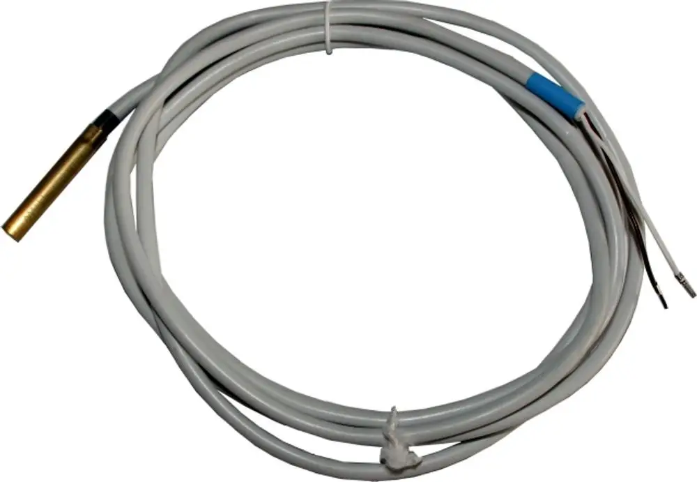 Sensor mit einer Metallspitze und einem flexiblen Kabel, geeignet für Messanwendungen in Frischwasserstationen, möglicherweise von der Marke Wolf.